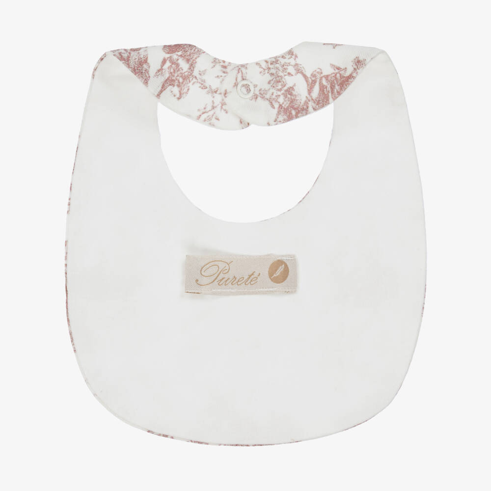 Pureté Du... Bébé-Baby Girls Ivory & Pink Toile de Jouy Bib | Childrensalon Outlet