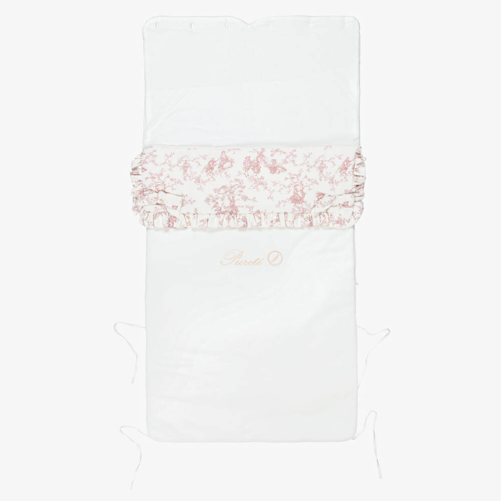 Pureté Du... Bébé-Baby Girls Ivory & Pink Toile De Jouy Velour Nest | Childrensalon Outlet