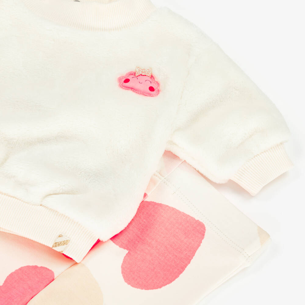 Billieblush-Baby Girls Ivory Plush Sweatshirt & Jersey Leggings Set | Childrensalon Outlet