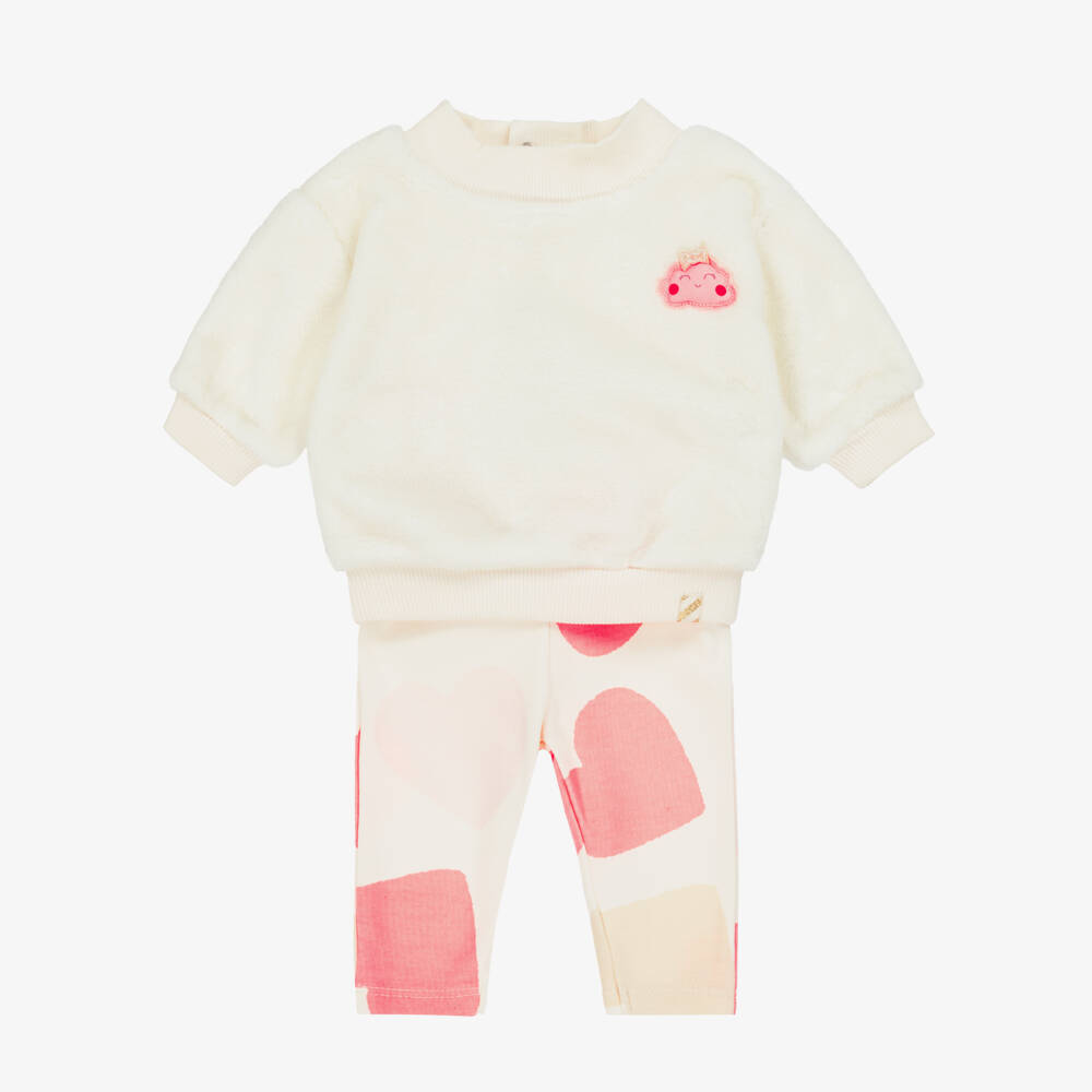 Billieblush-Baby Girls Ivory Plush Sweatshirt & Jersey Leggings Set | Childrensalon Outlet