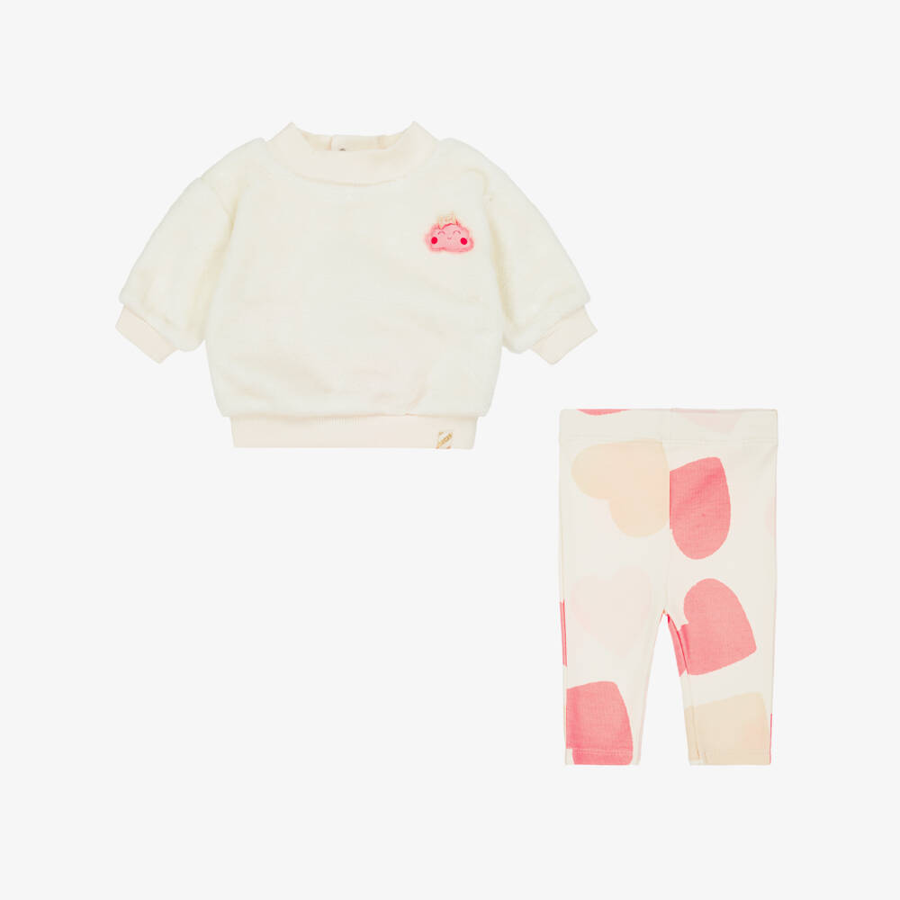 Billieblush-Baby Girls Ivory Plush Sweatshirt & Jersey Leggings Set | Childrensalon Outlet