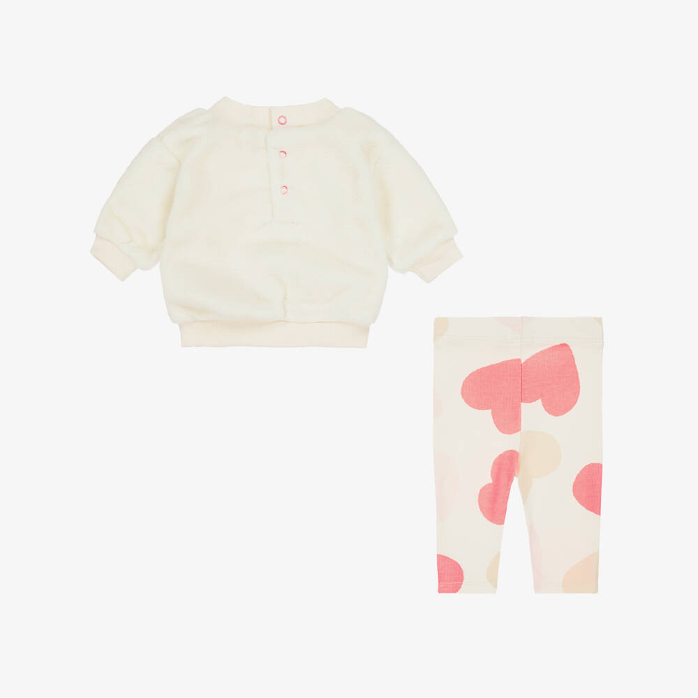 Billieblush-Baby Girls Ivory Plush Sweatshirt & Jersey Leggings Set | Childrensalon Outlet