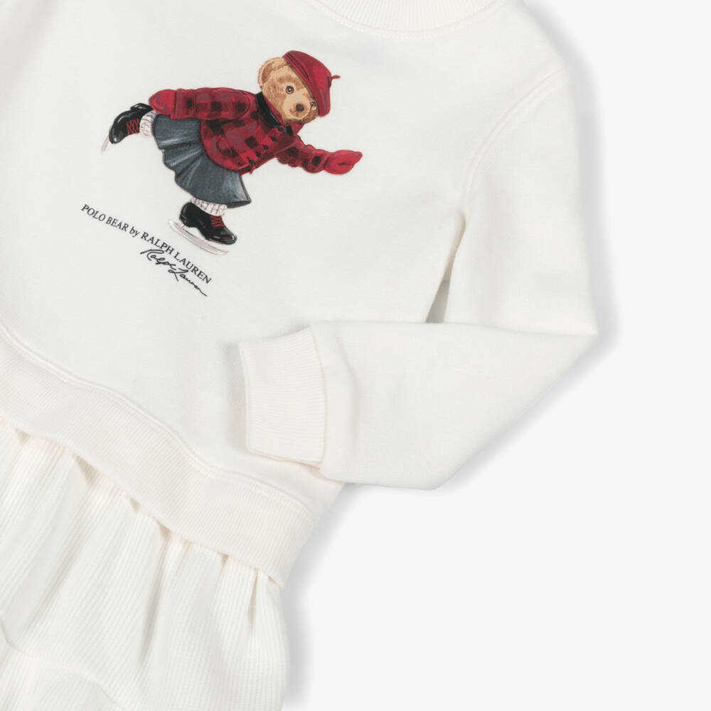 Ralph Lauren-Baby Girls Ivory Polo Bear Jersey Dress | Childrensalon Outlet