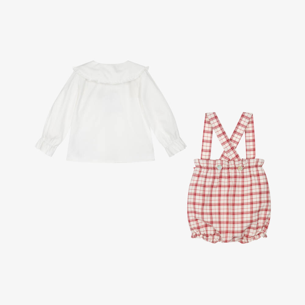 PAZ Rodríguez-Baby Girls Ivory & Red Check Cotton Shorts Set | Childrensalon Outlet