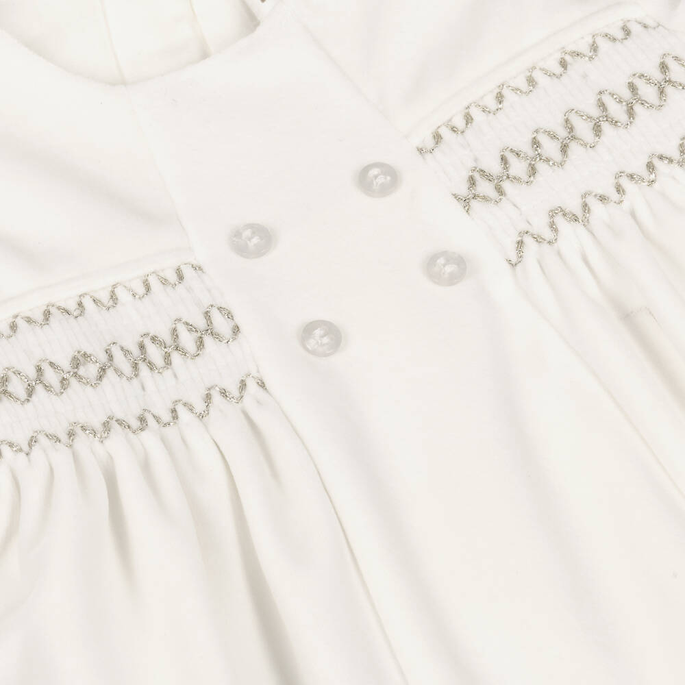Mayoral Newborn-Baby Girls Ivory Smocked Velvet Dress | Childrensalon Outlet