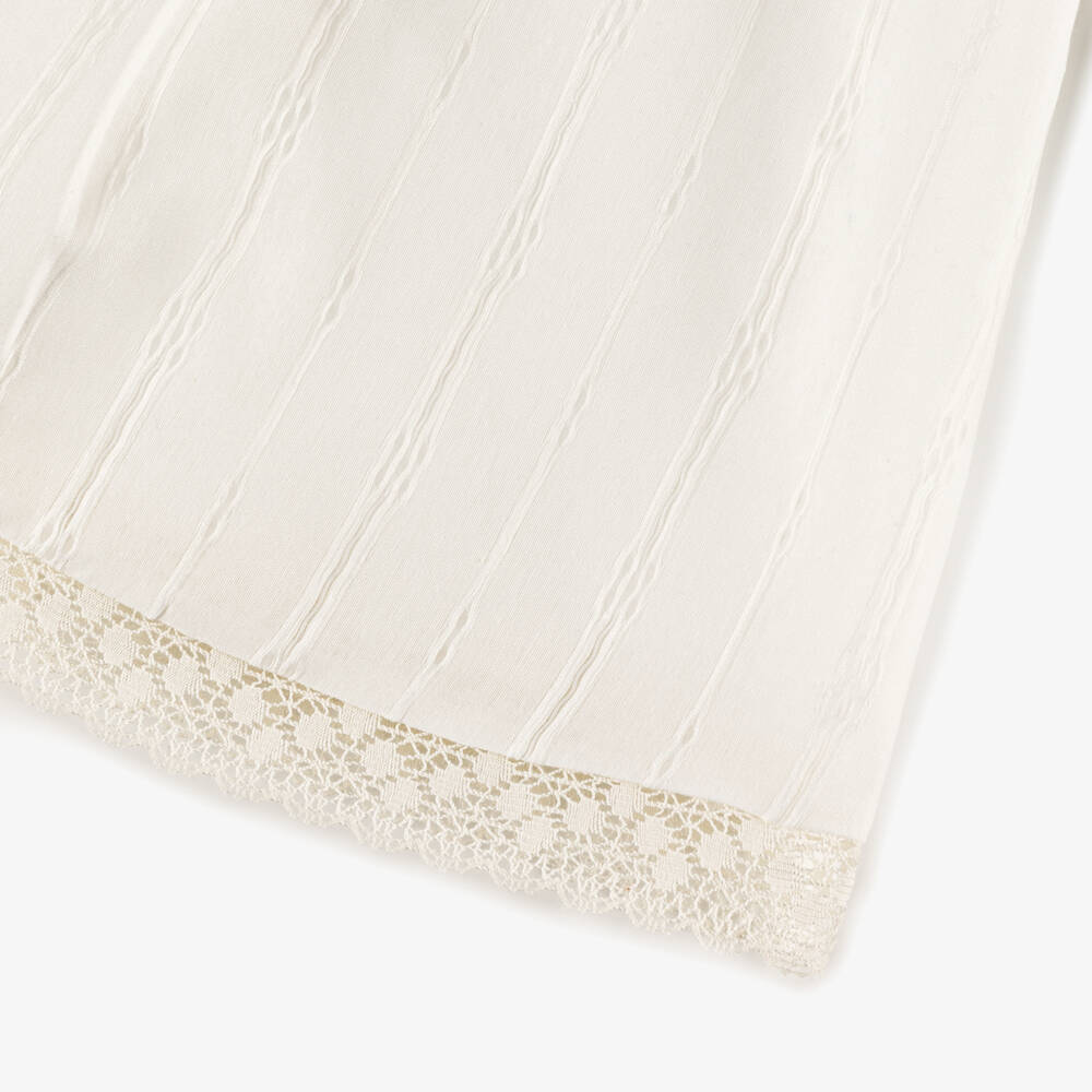 PAZ Rodríguez-Baby Girls Ivory Striped Cotton Dress with Lace Trims | Childrensalon Outlet