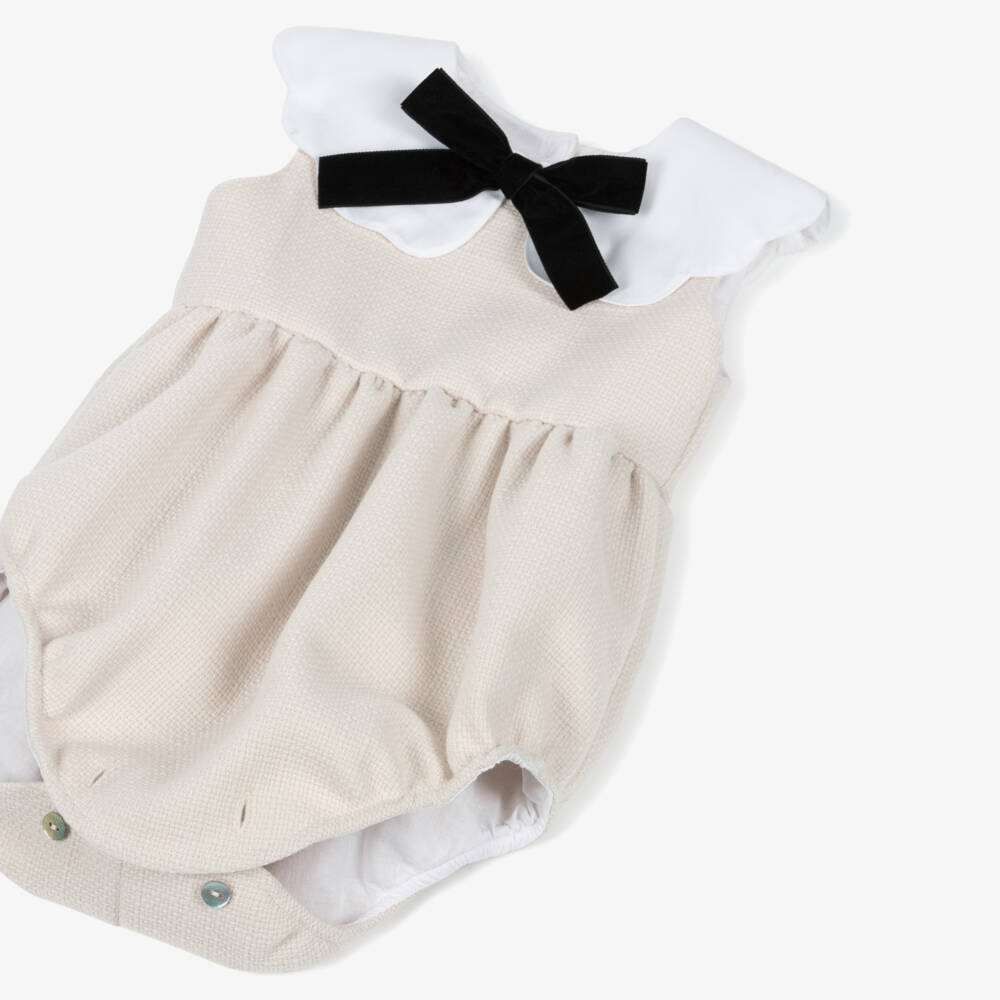 Phi Clothing-Baby Girls Ivory Tweed Shortie with Scalloped Collar | Childrensalon Outlet
