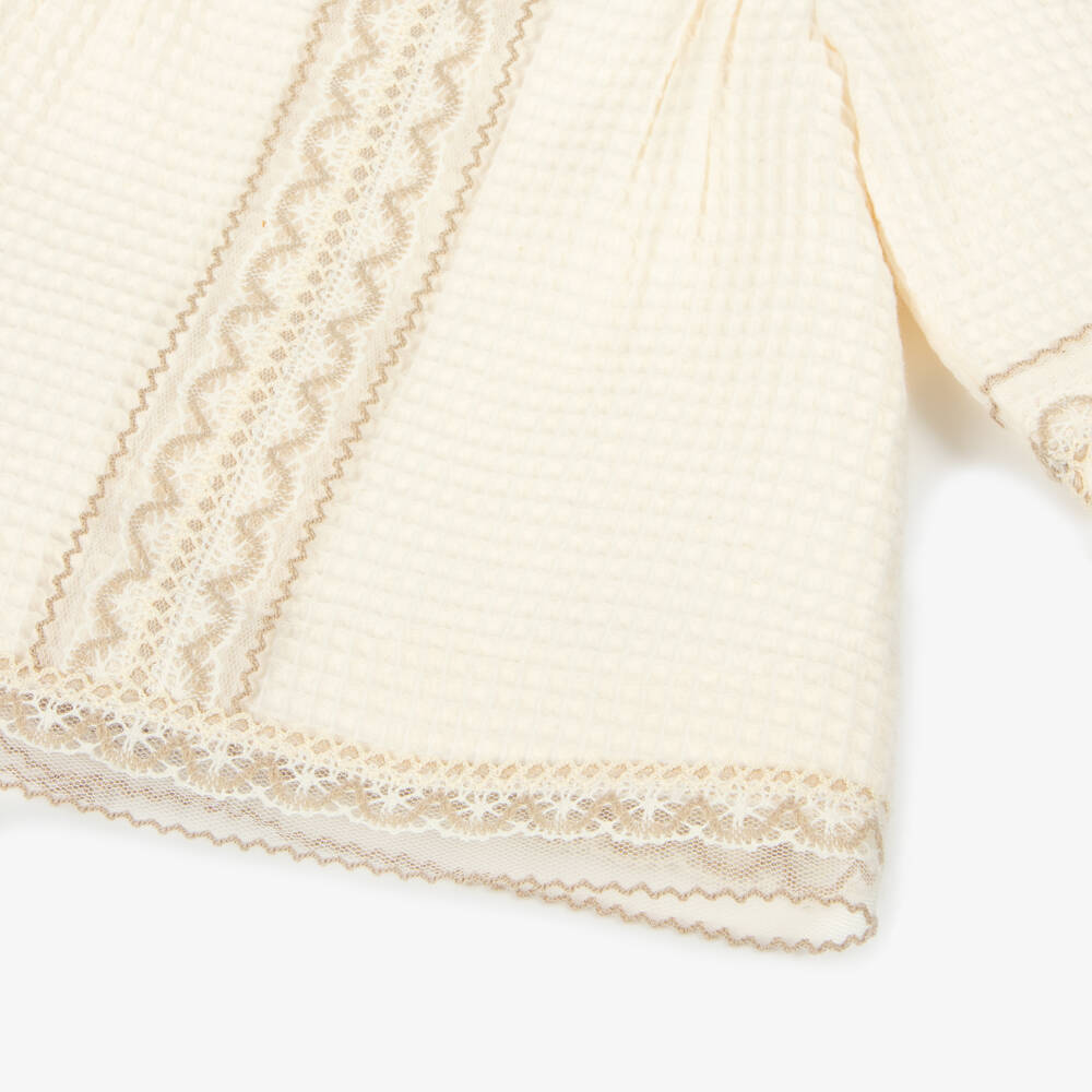 Miranda-Baby Girls Ivory Waffle Cotton Dress Set | Childrensalon Outlet