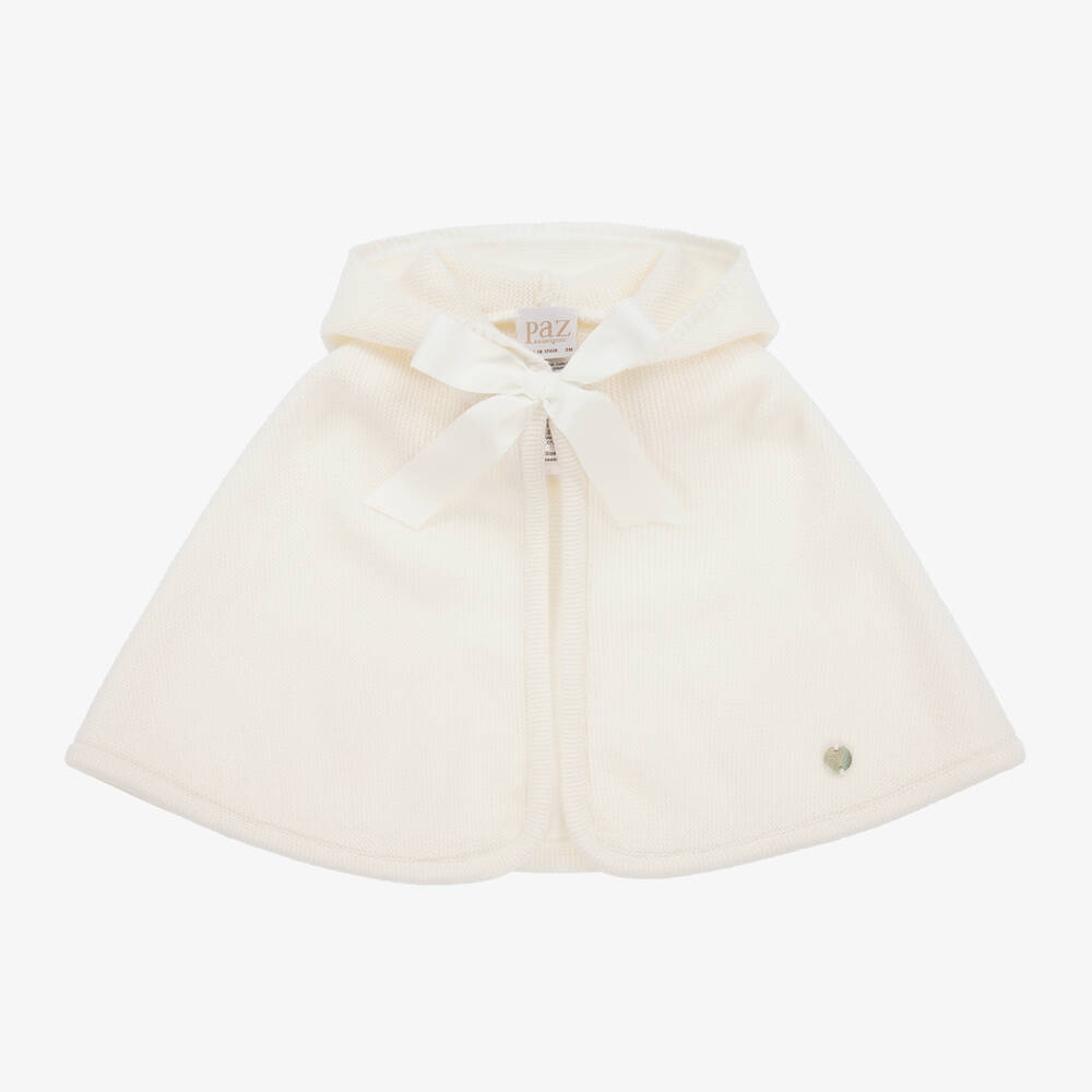 PAZ Rodríguez-Baby Girls Ivory Wool Knit Cape | Childrensalon Outlet