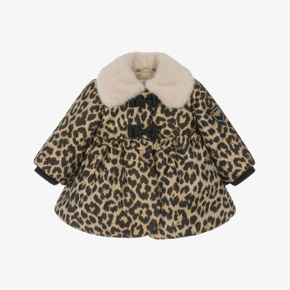 Angel's Face-Baby Girls Leopard Jacquard & Faux Fur Collar Coat | Childrensalon Outlet
