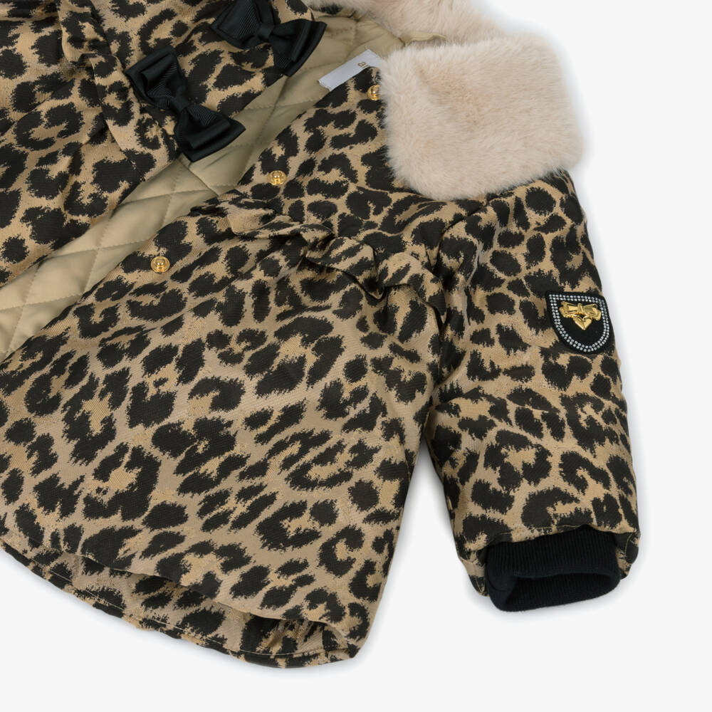 Angel's Face-Baby Girls Leopard Jacquard & Faux Fur Collar Coat | Childrensalon Outlet