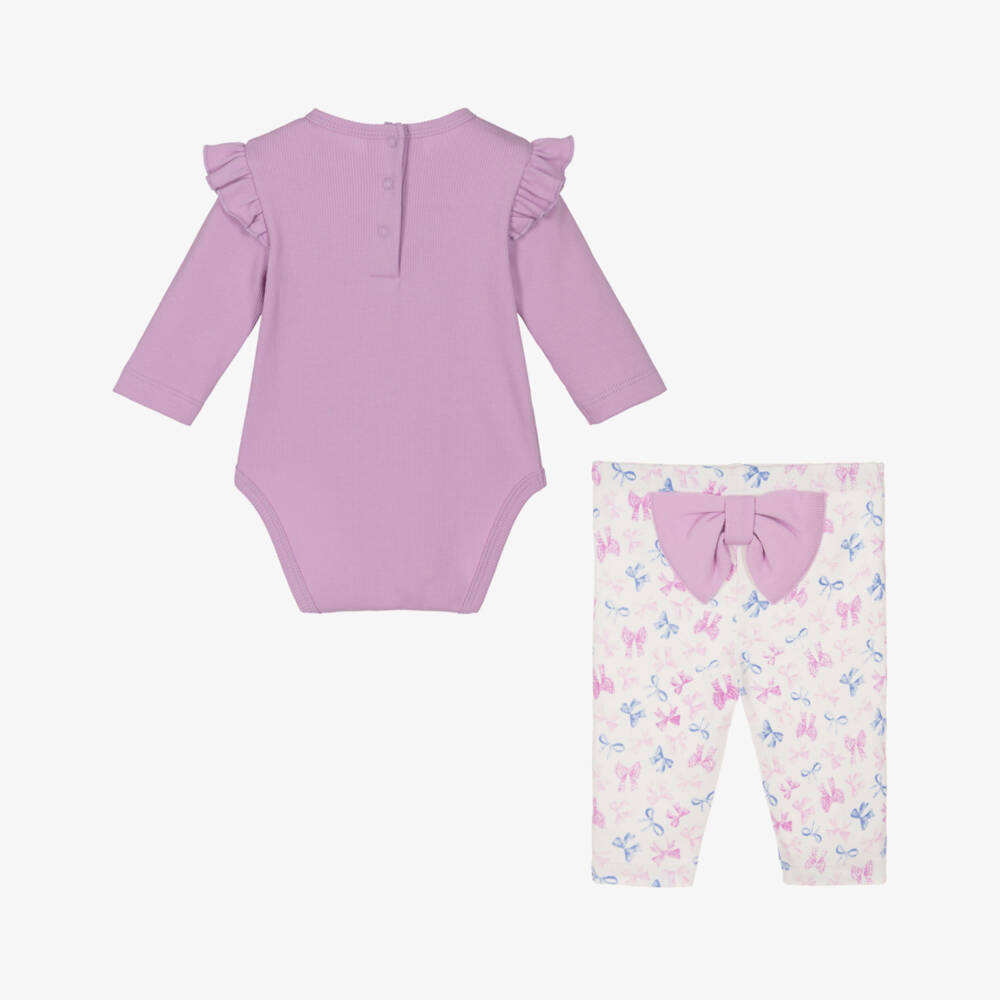 Little Me-Baby Girls Lilac Cotton Jersey Leggings Set | Childrensalon Outlet