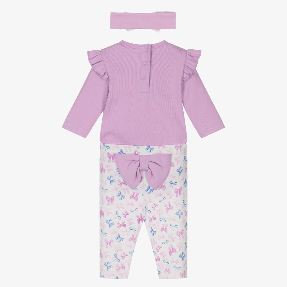 Little Me-Baby Girls Lilac Cotton Jersey Leggings Set | Childrensalon Outlet