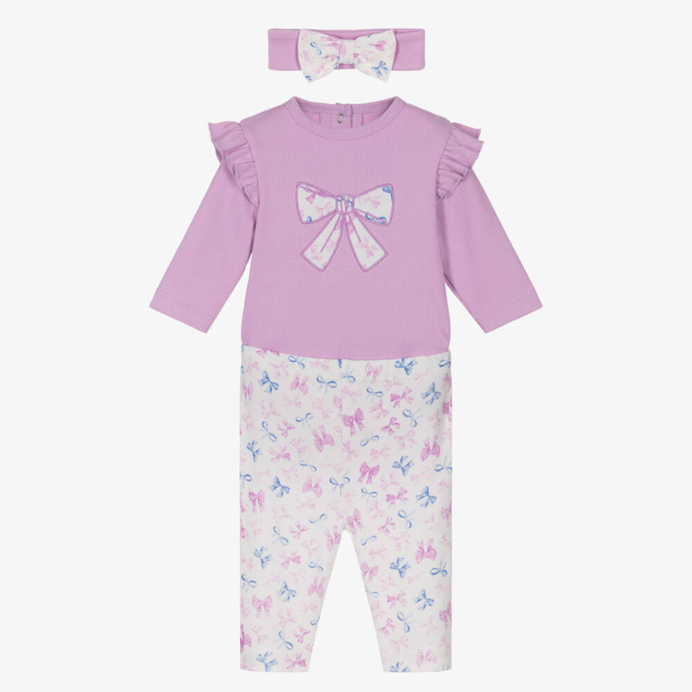Little Me-Baby Girls Lilac Cotton Jersey Leggings Set | Childrensalon Outlet