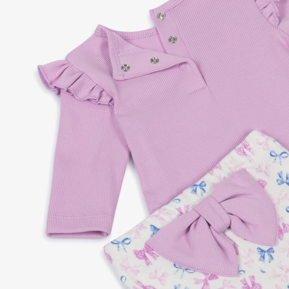 Little Me-Baby Girls Lilac Cotton Jersey Leggings Set | Childrensalon Outlet