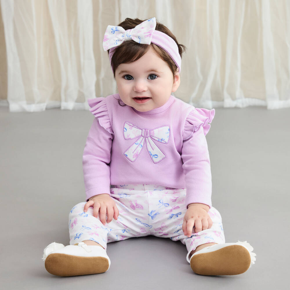 Little Me-Baby Girls Lilac Cotton Jersey Leggings Set | Childrensalon Outlet