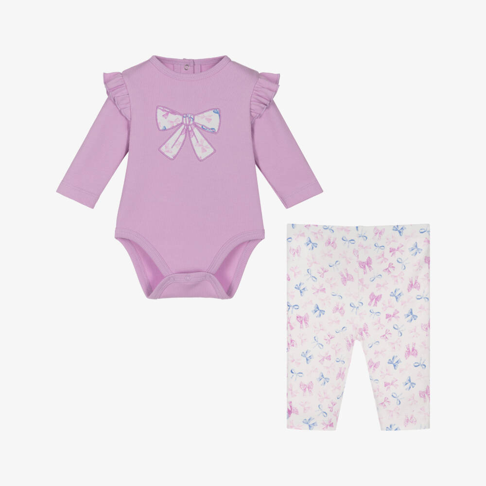 Little Me-Baby Girls Lilac Cotton Jersey Leggings Set | Childrensalon Outlet