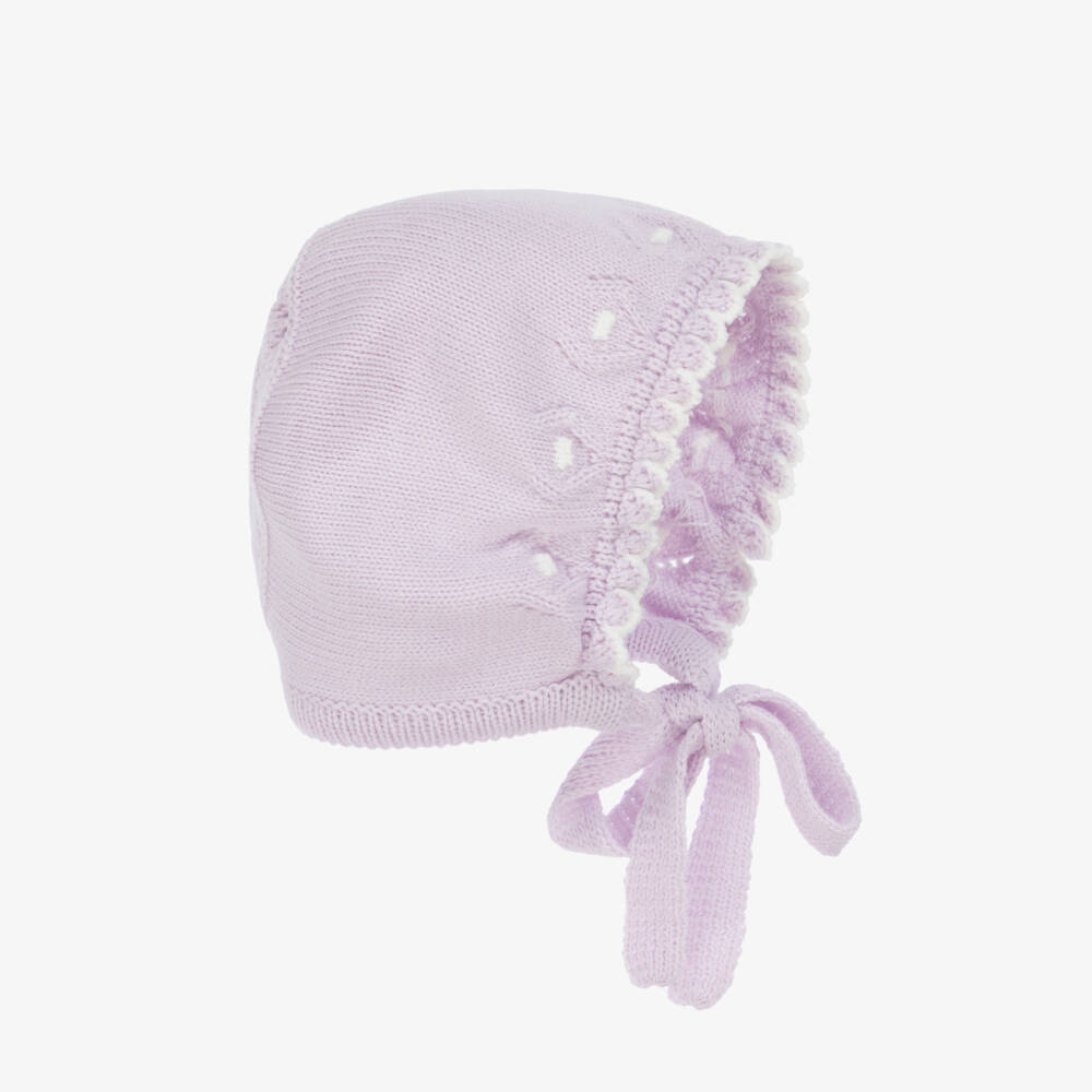 Artesanía Granlei-Мягкая вязаная шапочка лилового цвета для девочек | Childrensalon Outlet