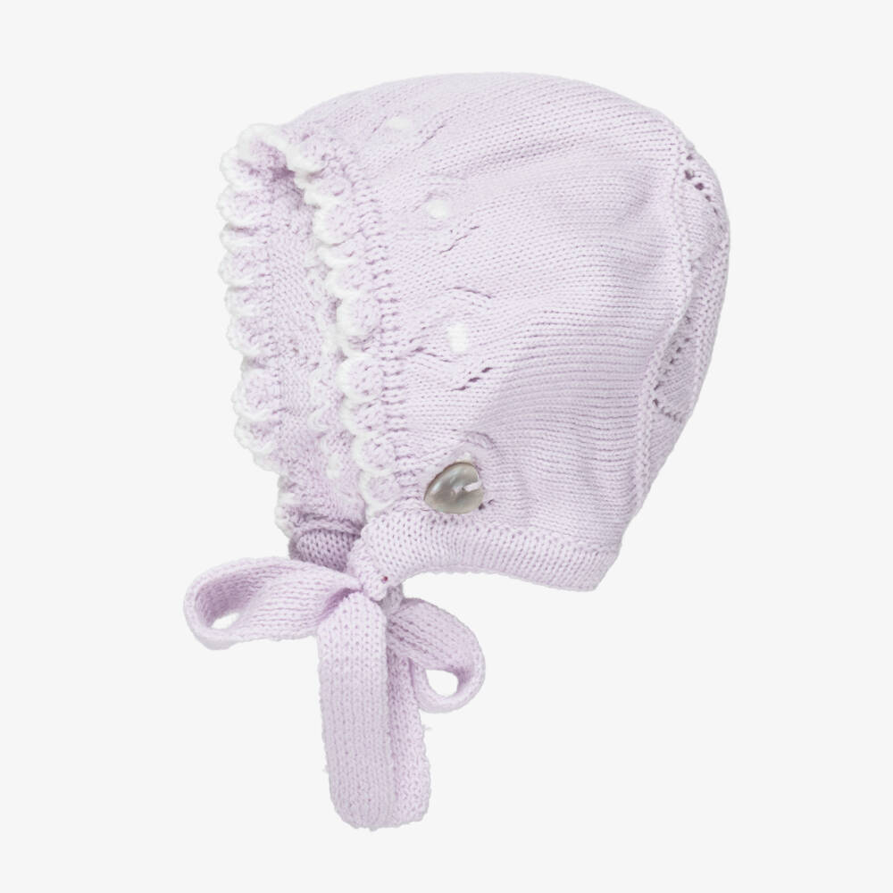 Artesanía Granlei-Baby Girls Lilac Knitted Shorts Set with Bonnet | Childrensalon Outlet