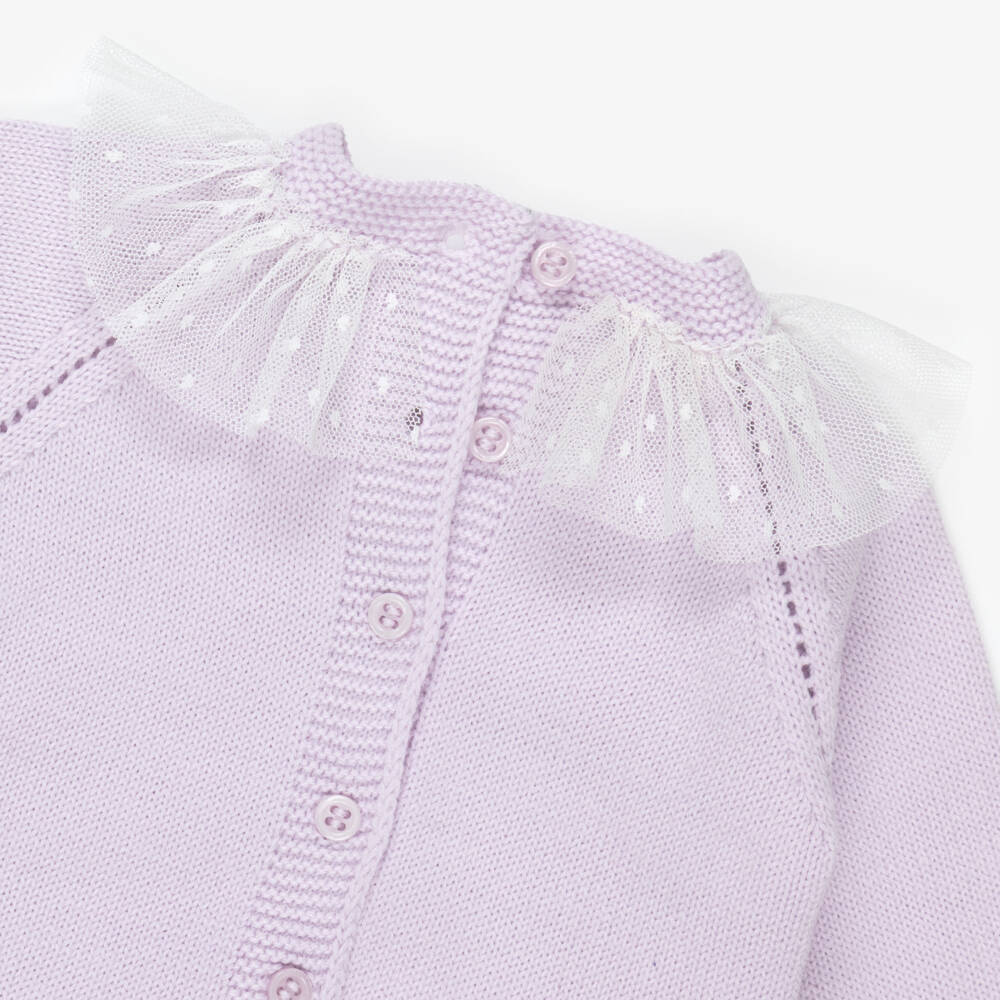 Artesanía Granlei-Baby Girls Lilac Knitted Shorts Set with Bonnet | Childrensalon Outlet