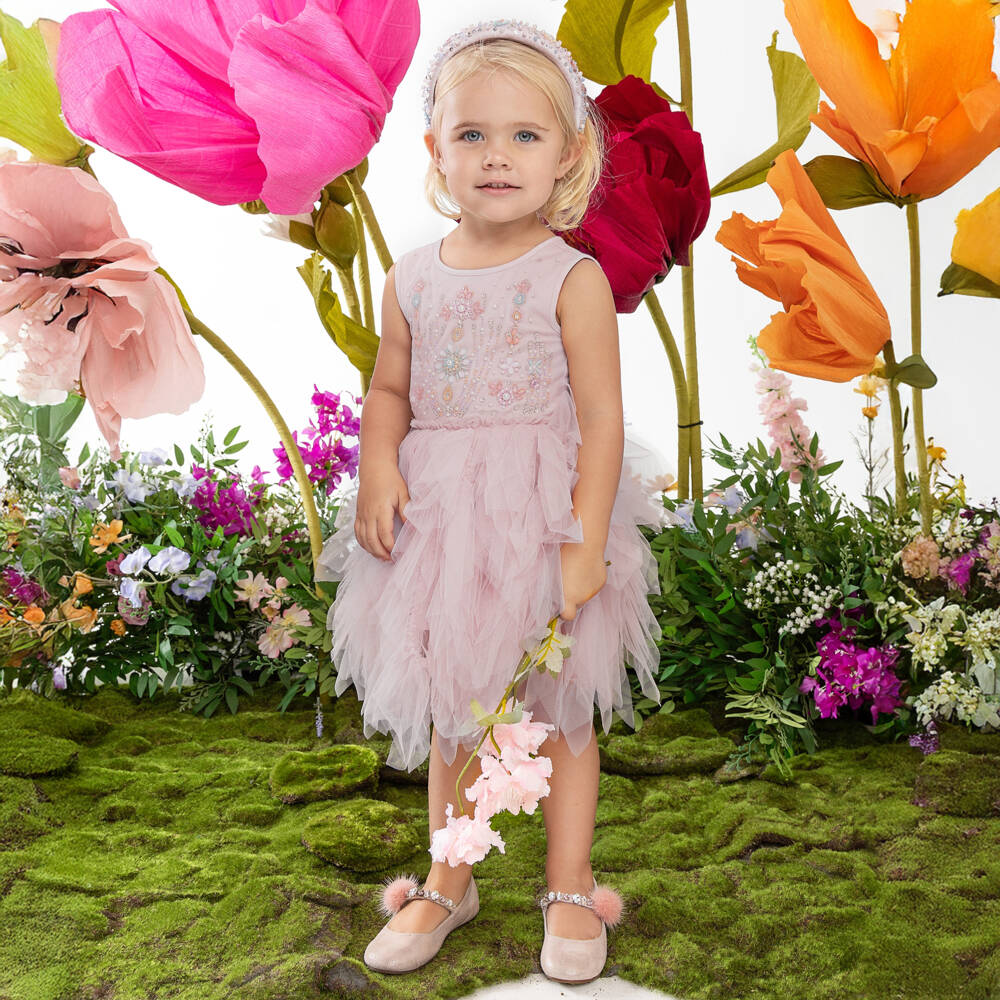 Tutu du Monde-Платье из розового тюля с пайетками для девочек | Childrensalon Outlet