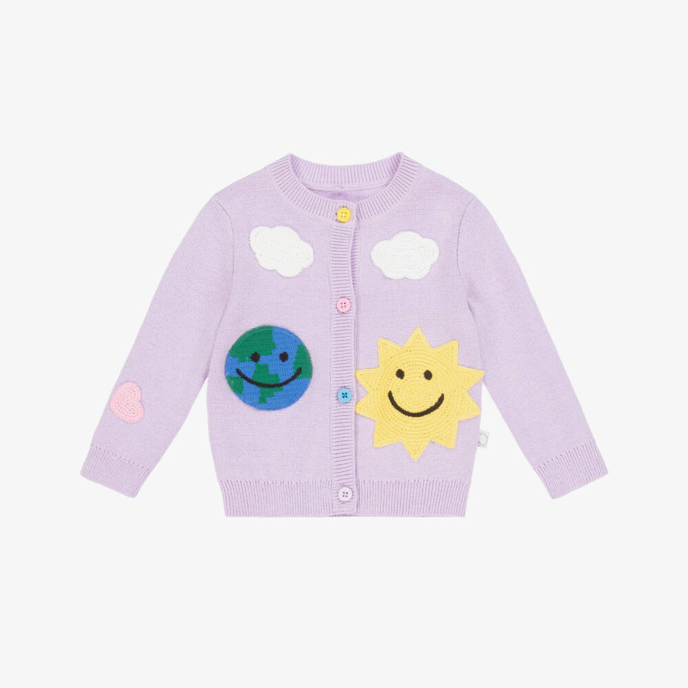 Stella McCartney Kids-Baby Girls Lilac Purple Sun & Earth Knitted Cardigan | Childrensalon Outlet