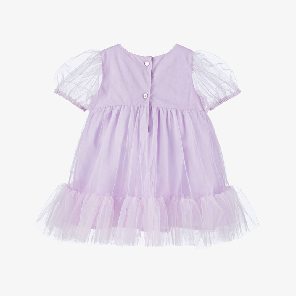 Tutu du Monde-Baby Girls Lilac Purple Tulle Dress with Sequinned Flowers | Childrensalon Outlet