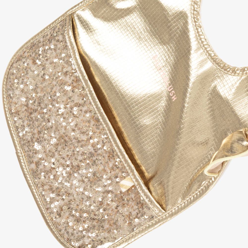Billieblush-Baby Girls Metallic Gold Sequin Bib | Childrensalon Outlet