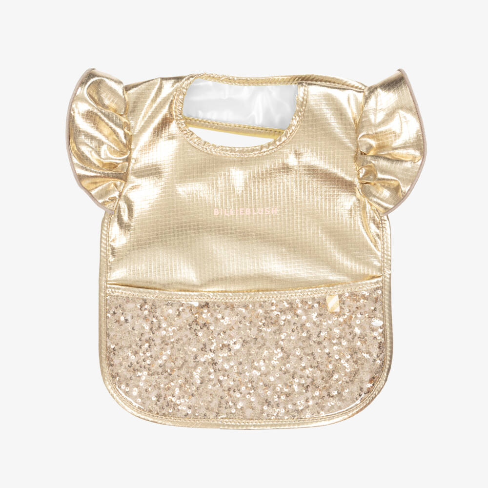 Billieblush-Baby Girls Metallic Gold Sequin Bib | Childrensalon Outlet