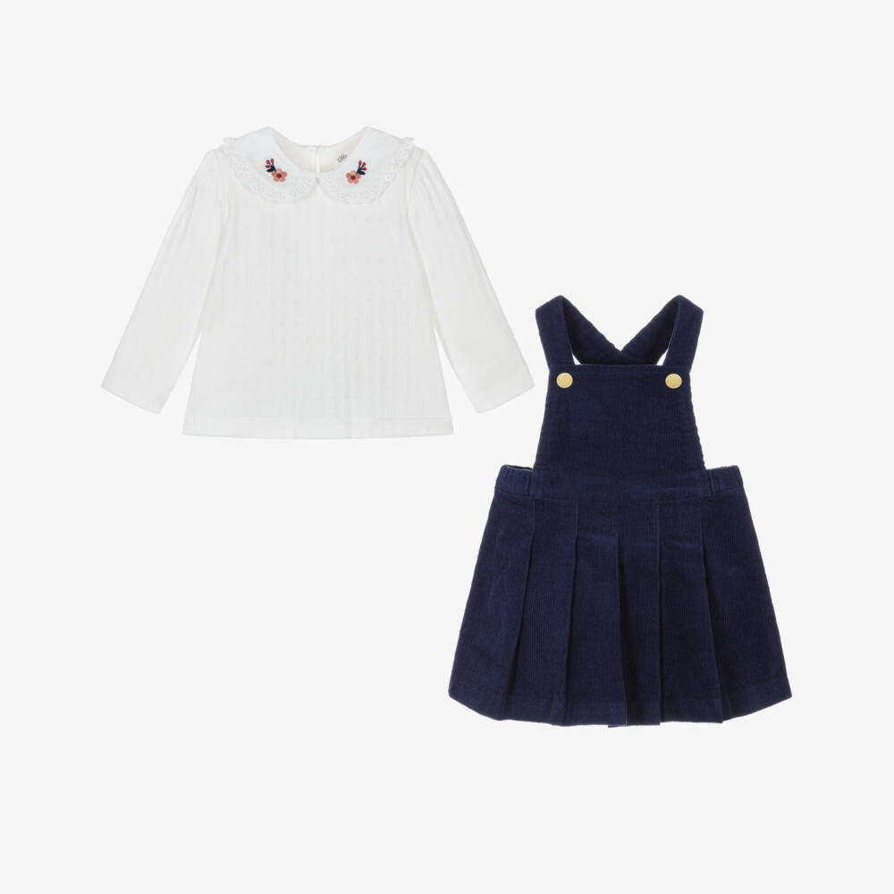 Little Me-Baby Girls Navy Blue Corduroy Dress Set | Childrensalon Outlet