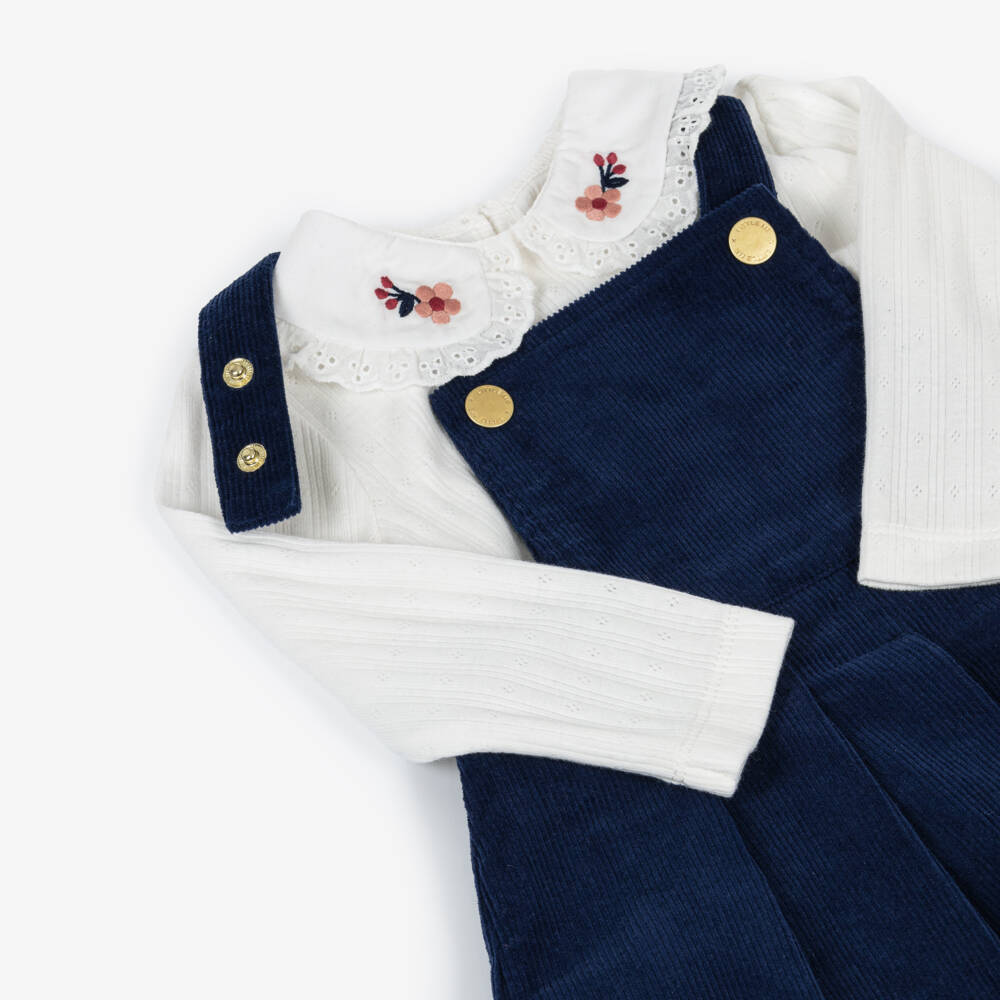 Little Me-Baby Girls Navy Blue Corduroy Dress Set | Childrensalon Outlet