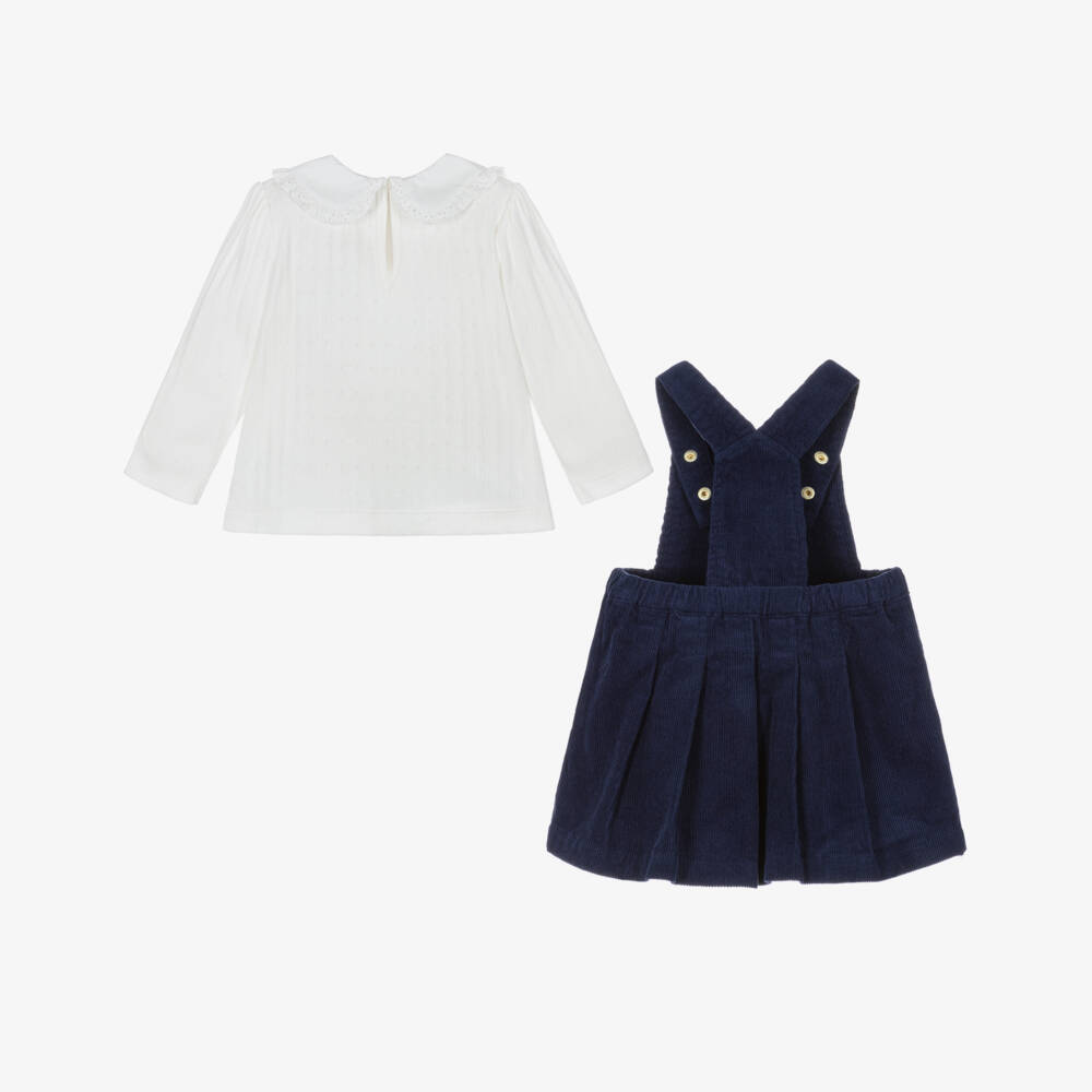 Little Me-Baby Girls Navy Blue Corduroy Dress Set | Childrensalon Outlet