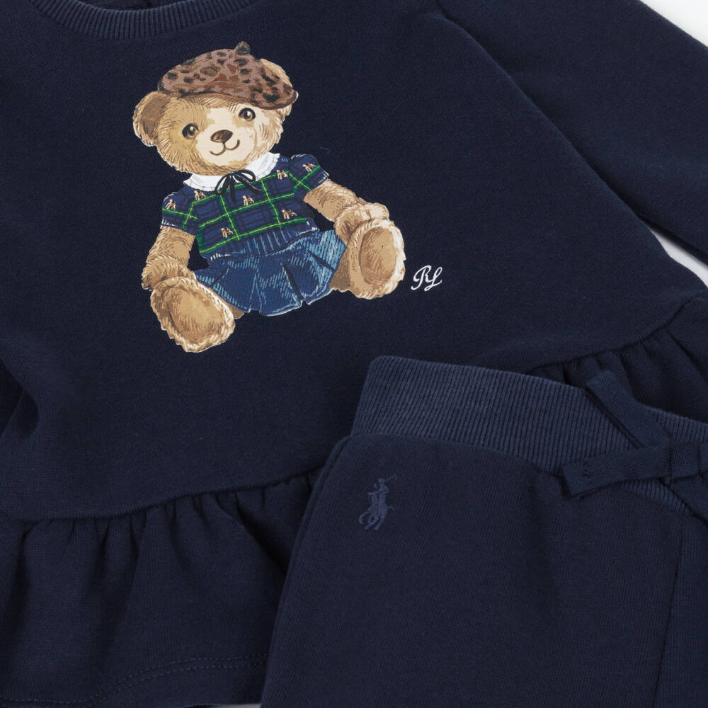 Ralph Lauren-Baby Girls Navy Blue Polo Bear Tracksuit | Childrensalon Outlet