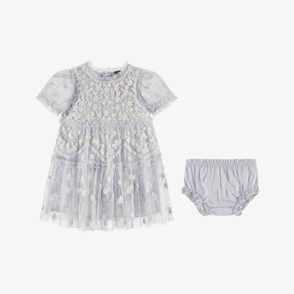 Needle & Thread-Baby Girls Pale Blue Garland Ribbon Dress | Childrensalon Outlet