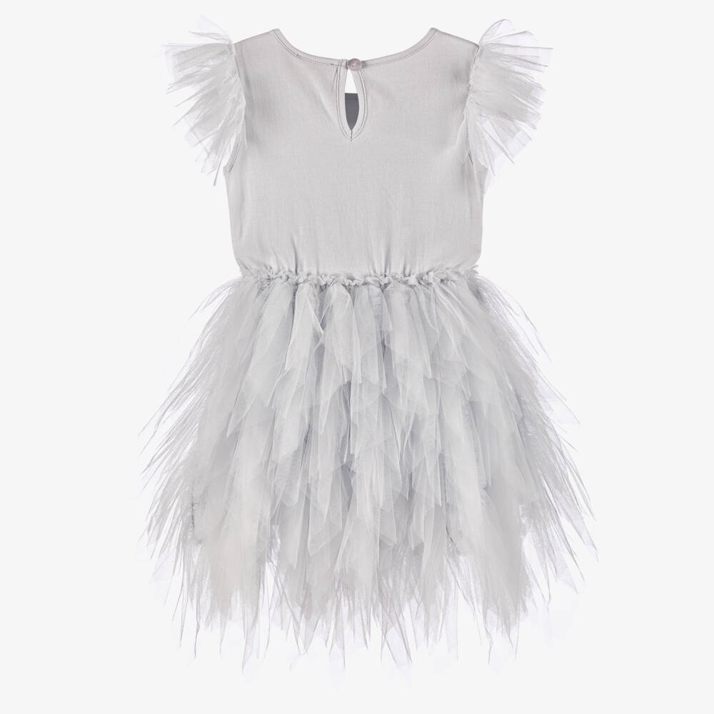 Tutu du Monde-Baby Girls Pale Grey Sequinned & Beaded Tulle Dress | Childrensalon Outlet