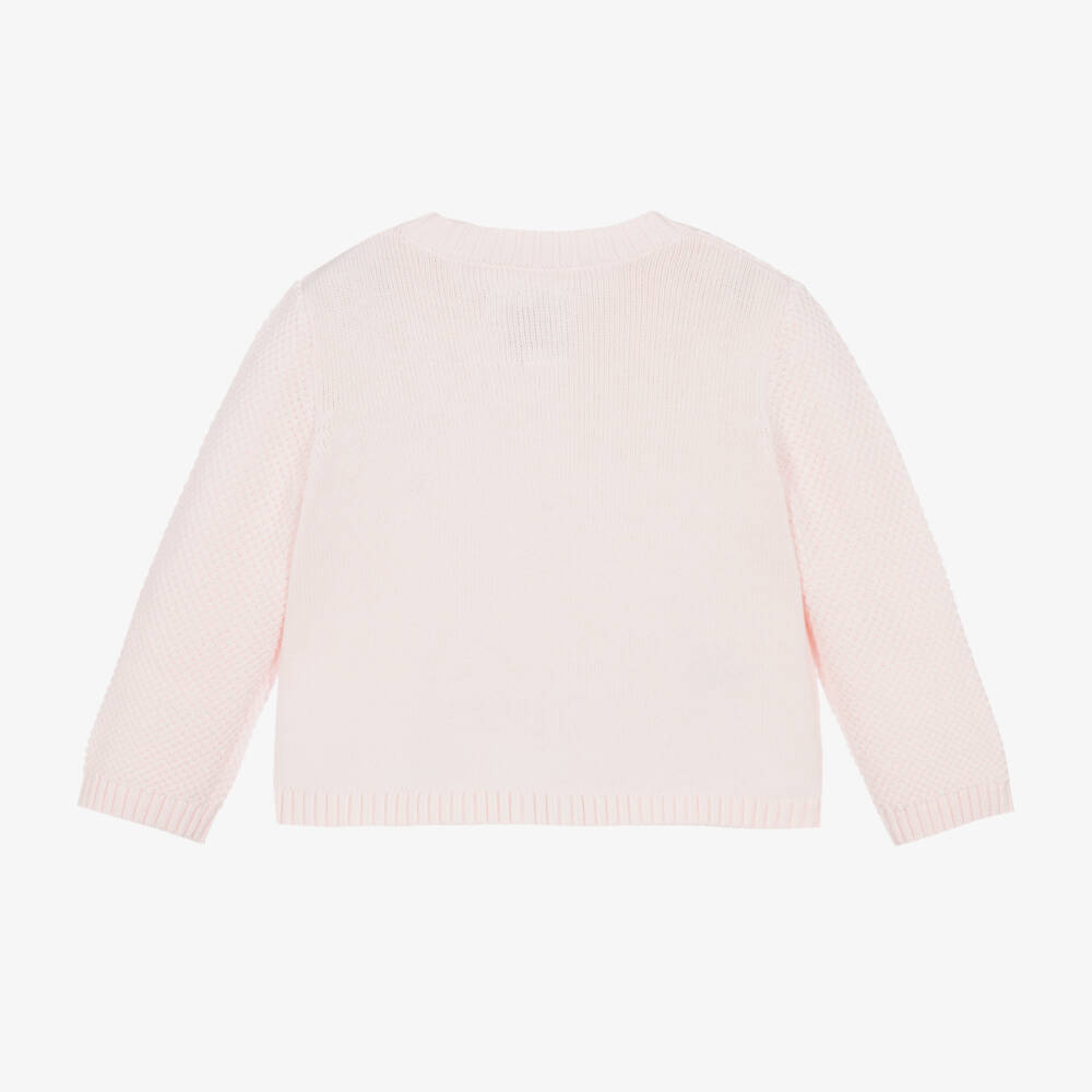 Emile et Rose-Baby Girls Pale Pink Cotton Knit Cardigan | Childrensalon Outlet