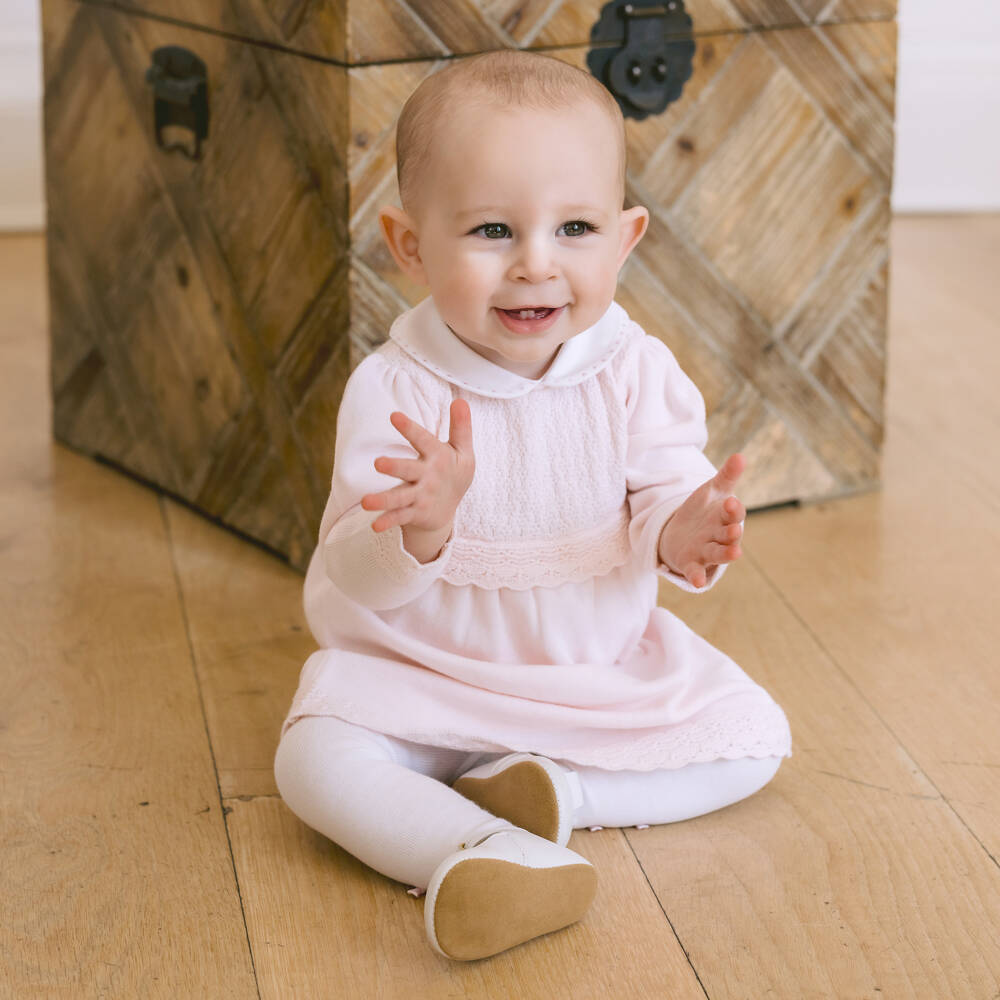 Emile et Rose-Baby Girls Pale Pink Cotton Knit Dress Set | Childrensalon Outlet