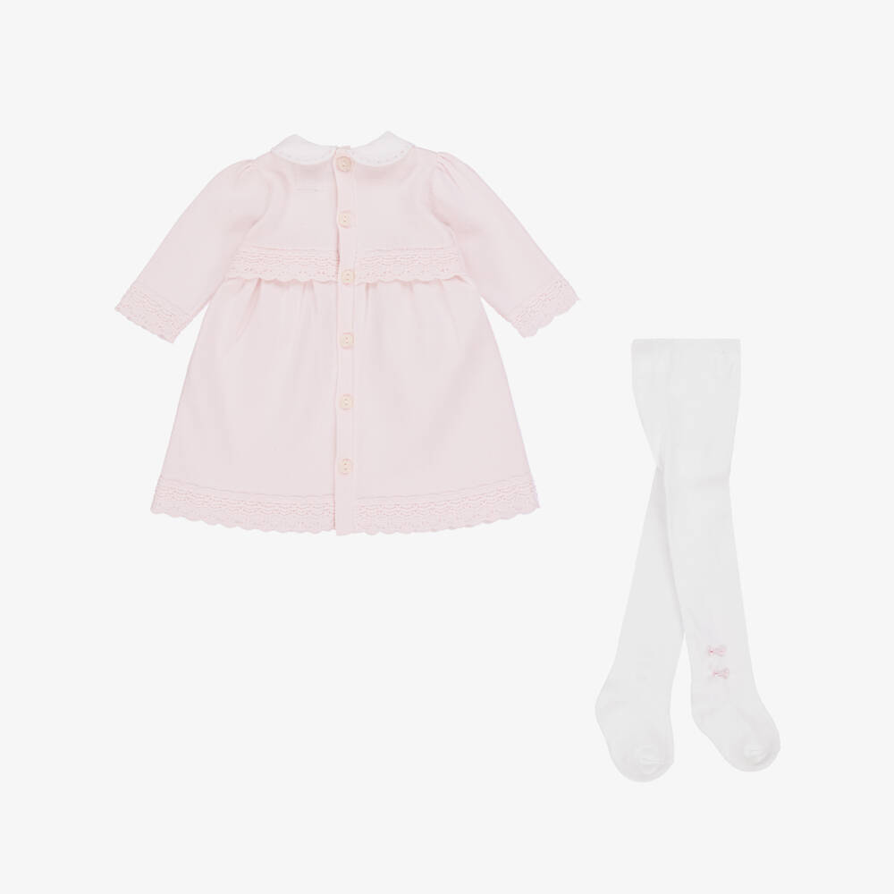Emile et Rose-Baby Girls Pale Pink Cotton Knit Dress Set | Childrensalon Outlet