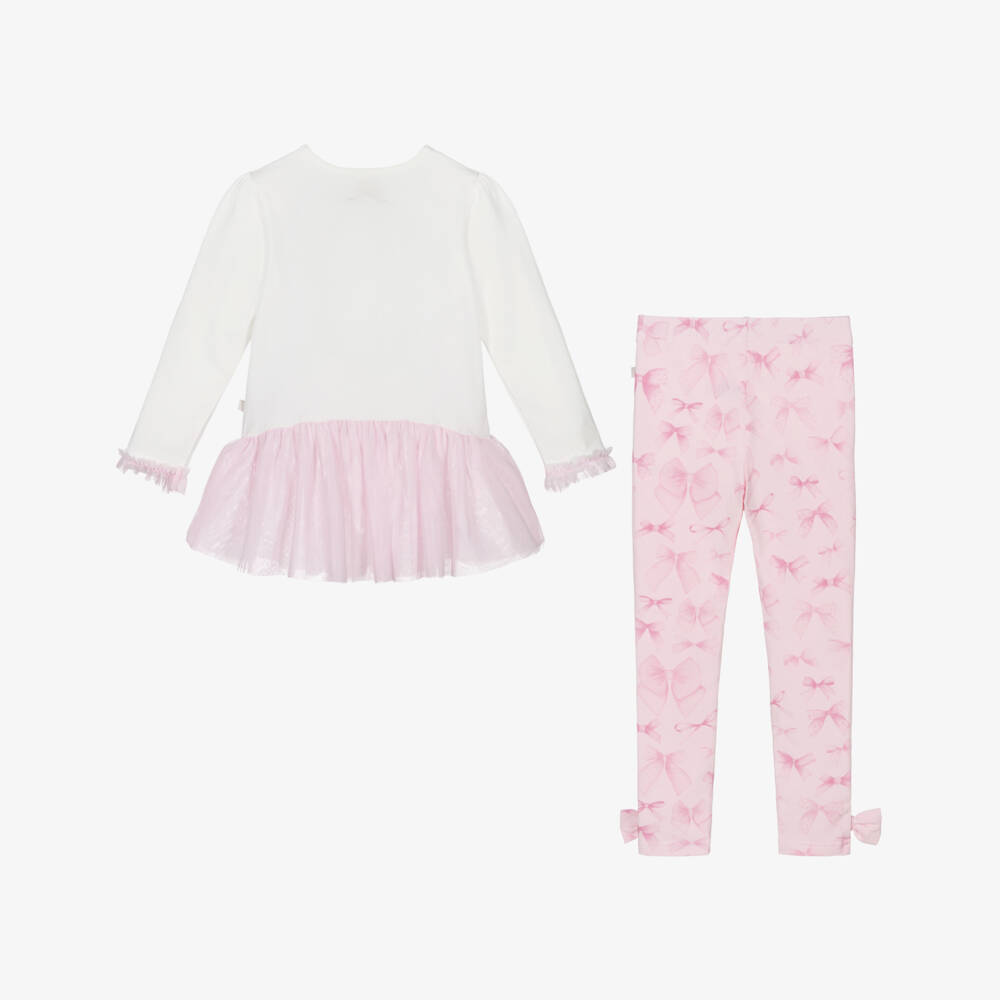 Caramelo Kids-طقم بناتي ناعم وردي مع فيونكة | Childrensalon Outlet