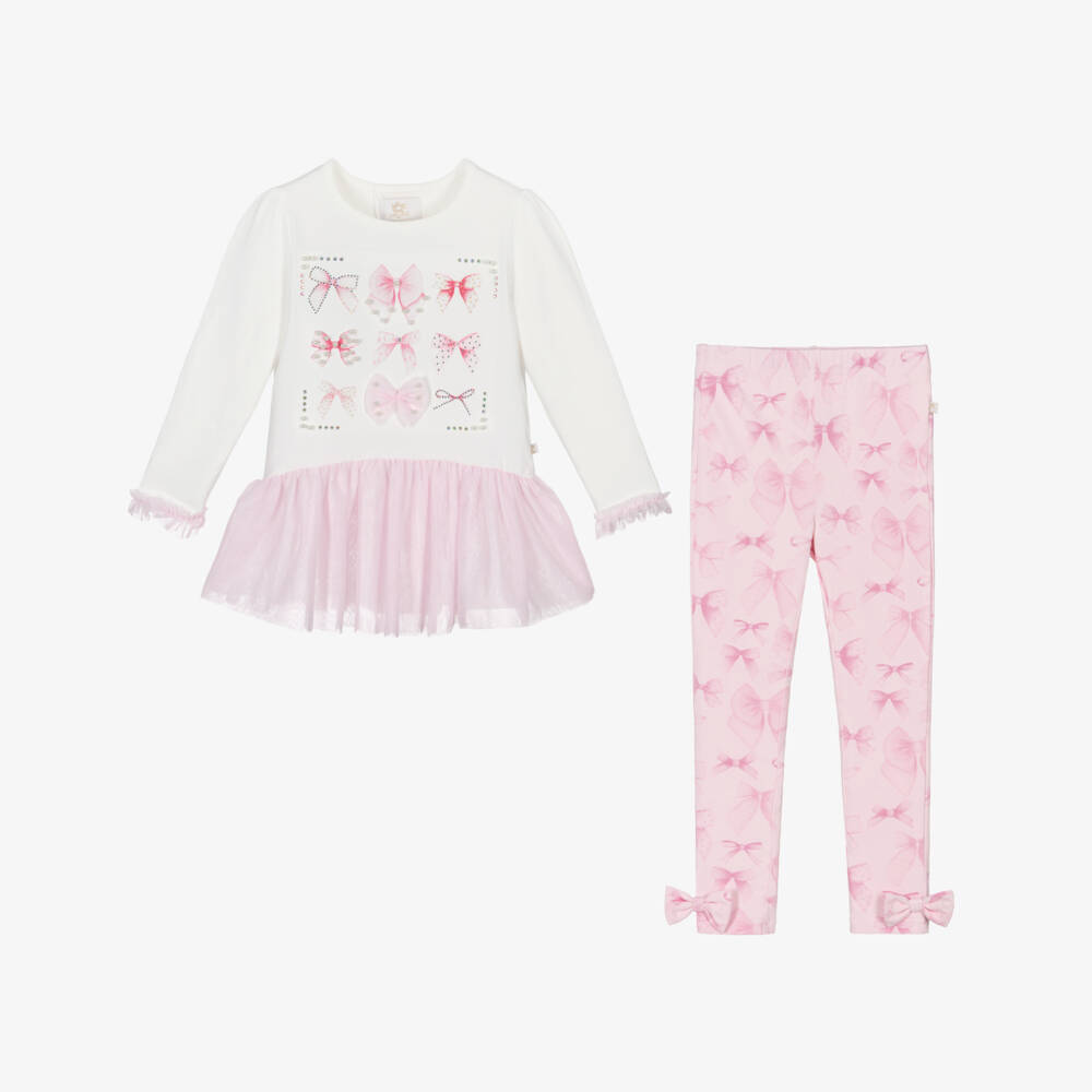 Caramelo Kids-طقم بناتي ناعم وردي مع فيونكة | Childrensalon Outlet