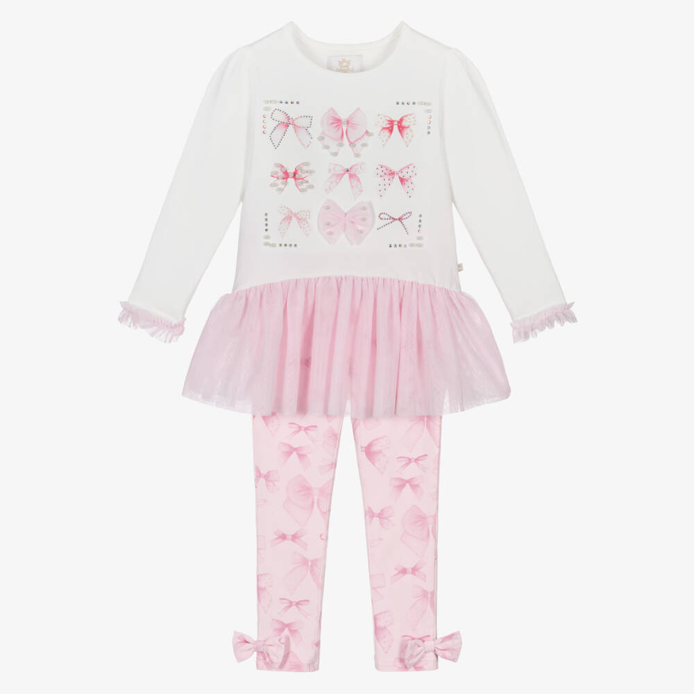 Caramelo Kids-طقم بناتي ناعم وردي مع فيونكة | Childrensalon Outlet