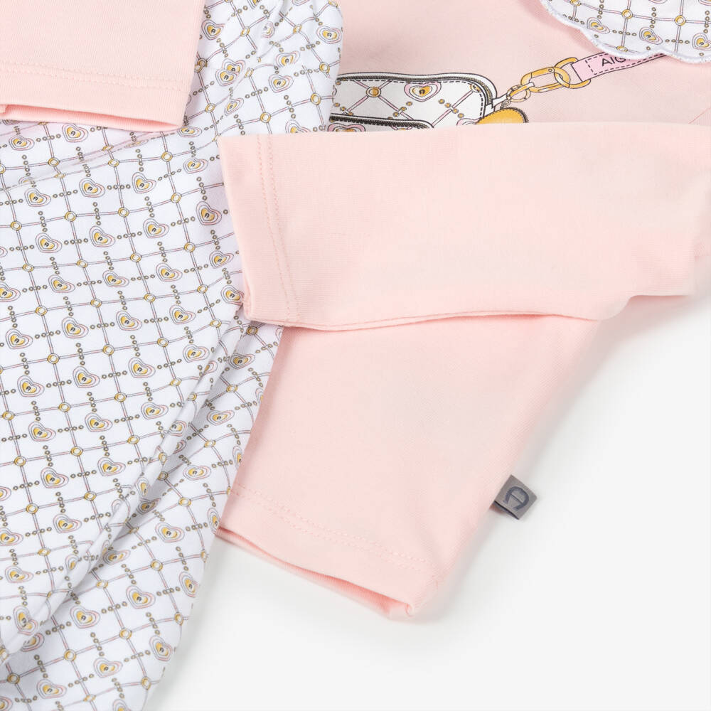AIGNER-Baby Girls Pale Pink Pima Cotton Trouser Set | Childrensalon Outlet