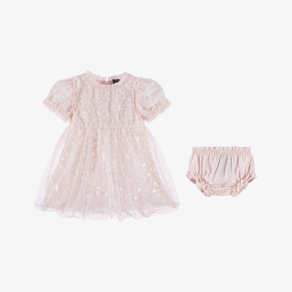 Needle & Thread-Baby Girls Pale Pink Sequin Embellished Dress | Childrensalon Outlet