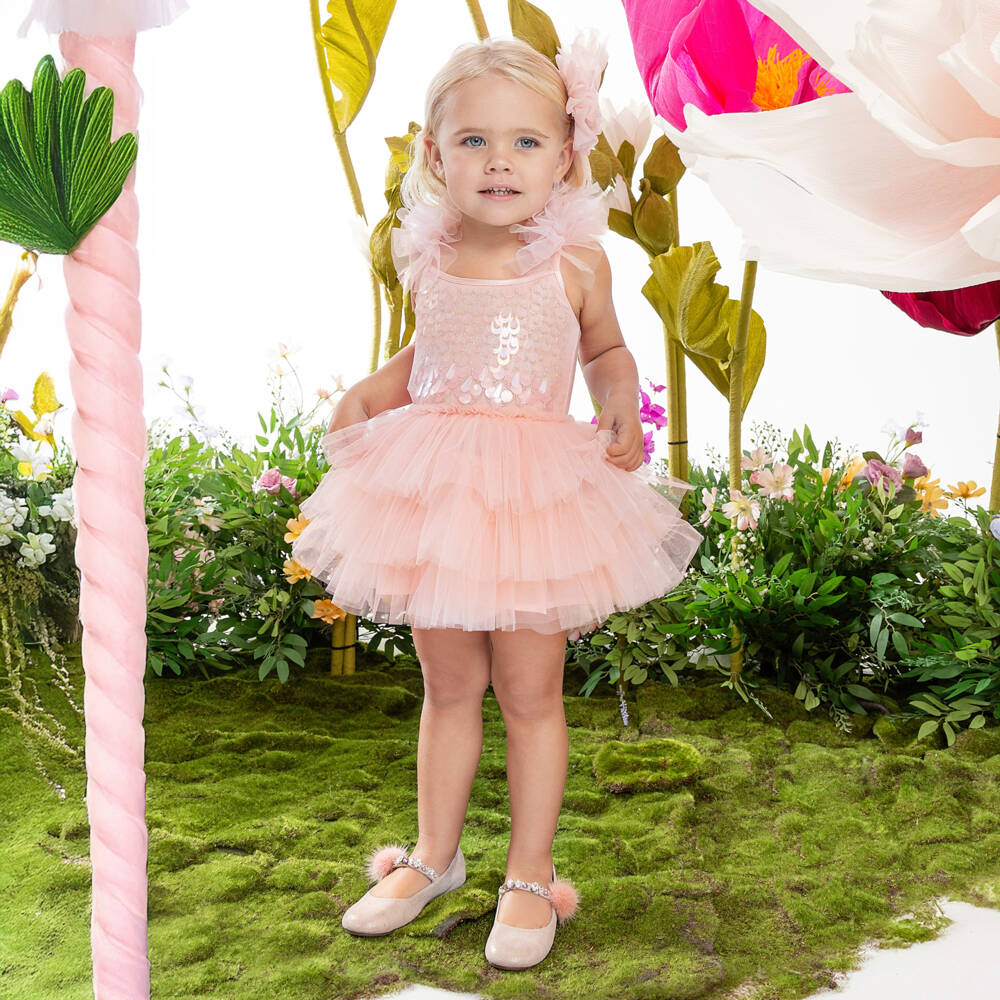 Tutu du Monde-Платье из мягкого розового тюля с пайетками для девочек | Childrensalon Outlet