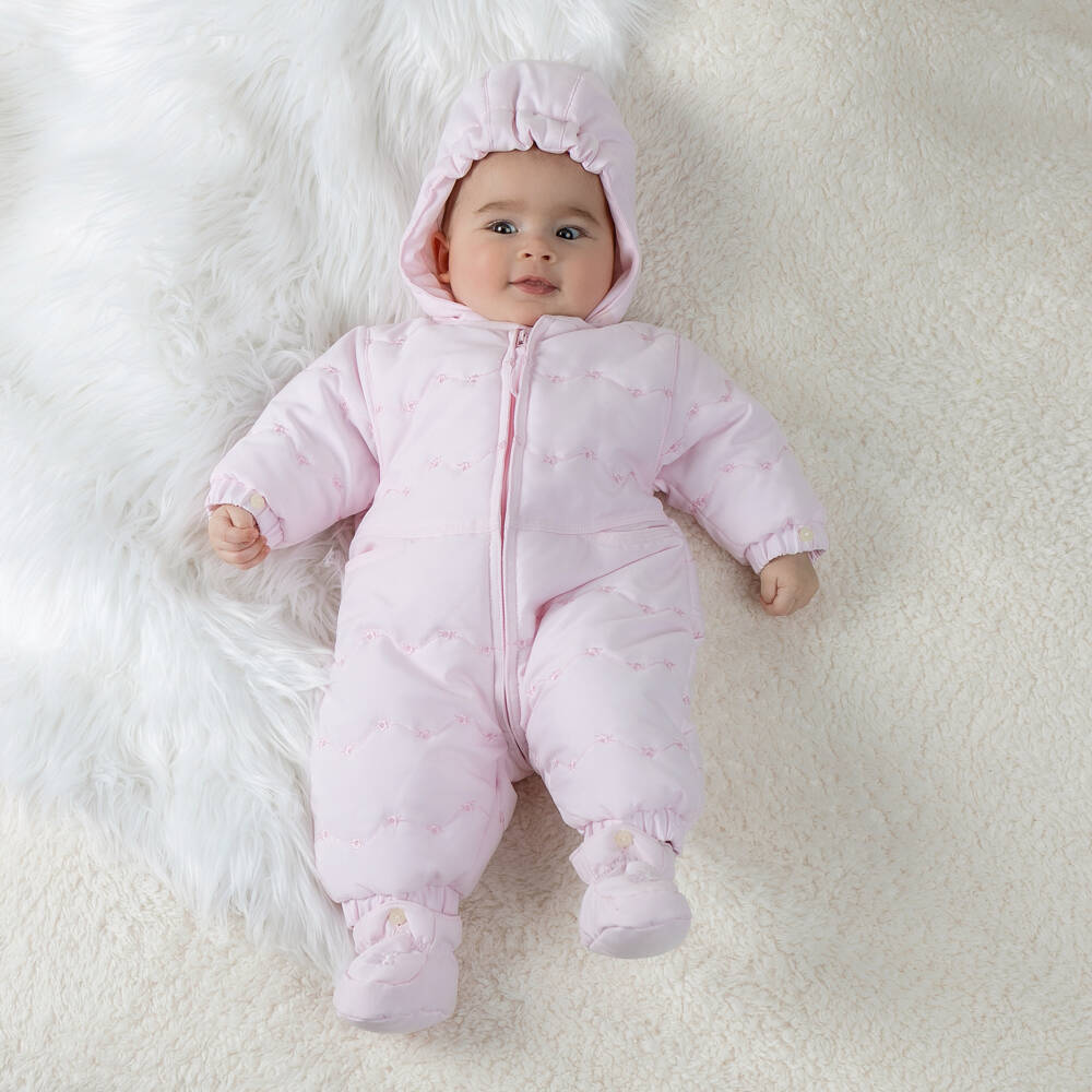 Emile et Rose-Baby Girls Pale Pink Snowsuit | Childrensalon Outlet