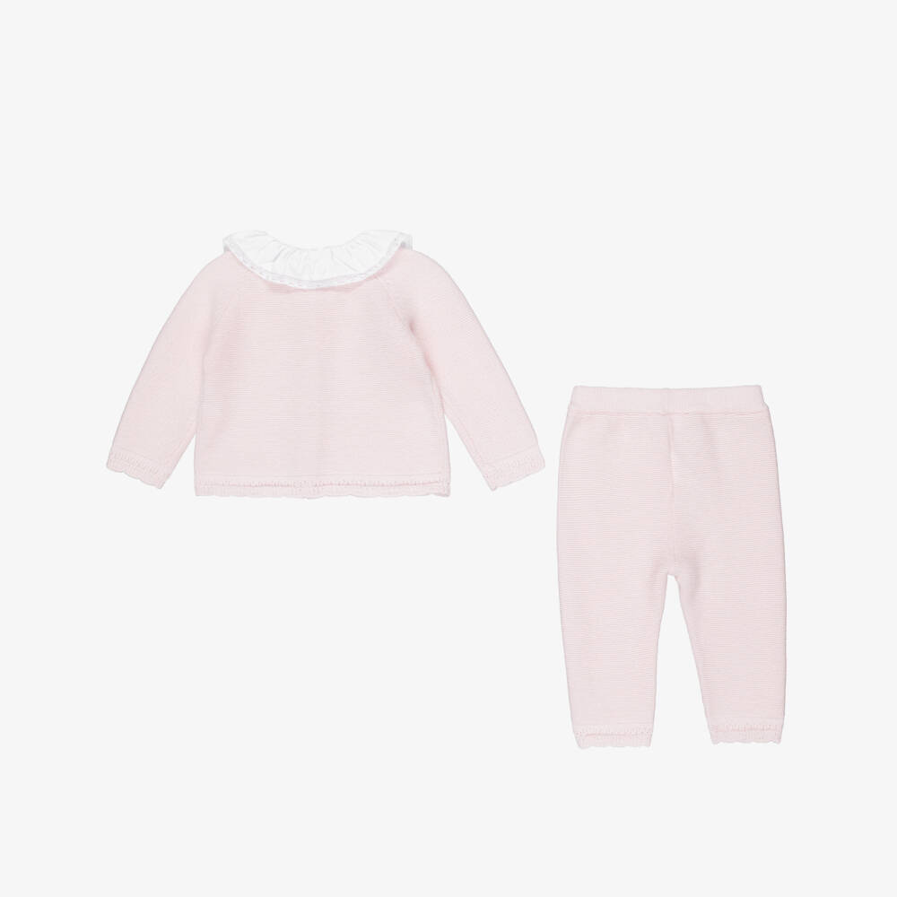 Tartine et Chocolat-Baby Girls Pale Pink Wool & Cashmere Trouser Set | Childrensalon Outlet