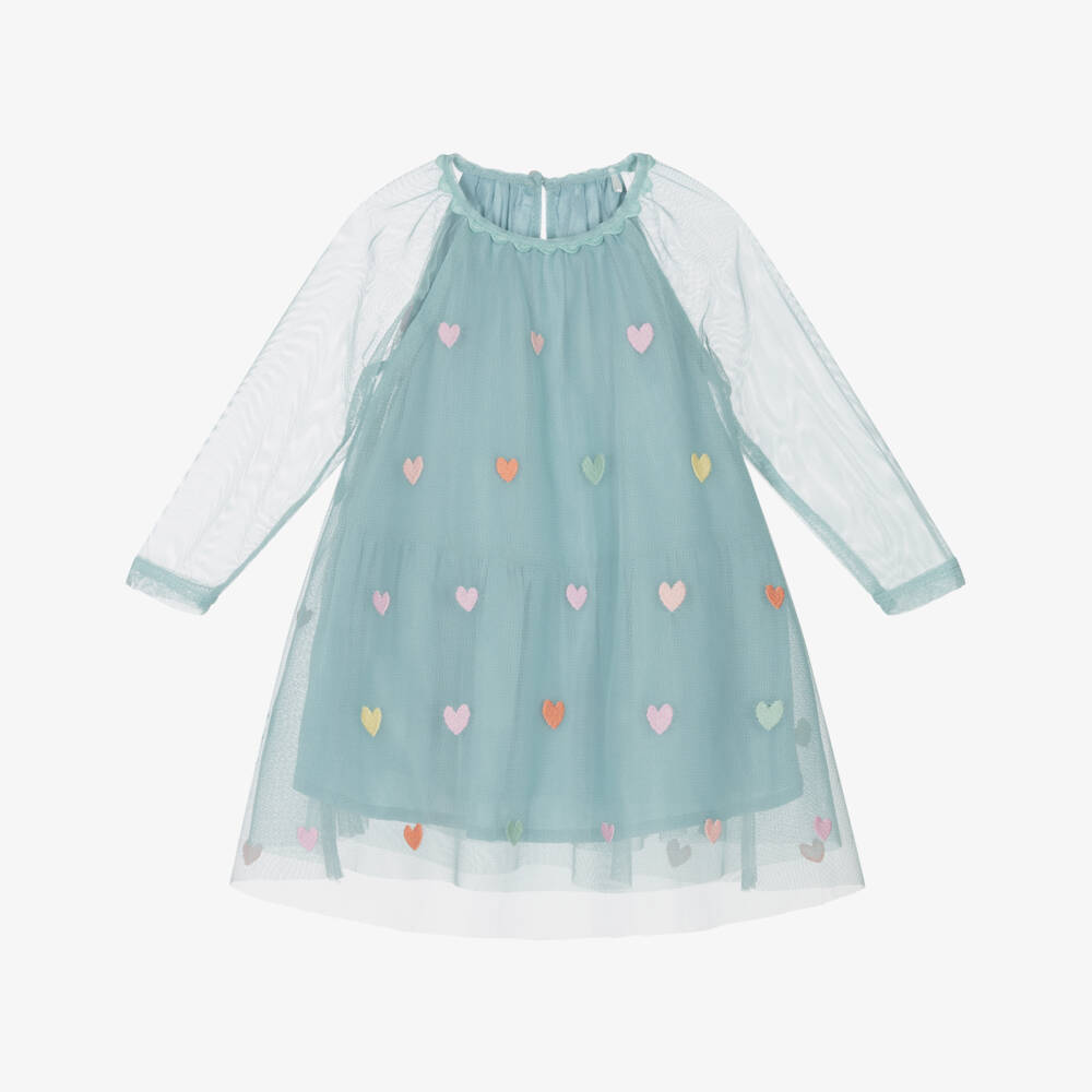 Stella McCartney Kids-Baby Girls Pastel Green Tulle Hearts Dress | Childrensalon Outlet