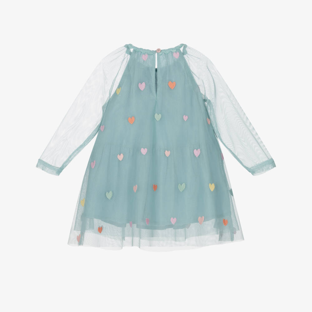Stella McCartney Kids-Baby Girls Pastel Green Tulle Hearts Dress | Childrensalon Outlet