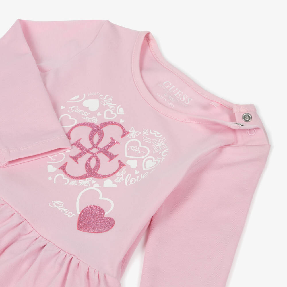 Guess-Baby Girls Pink 4G Logo Dress & Leggings Set | Childrensalon Outlet