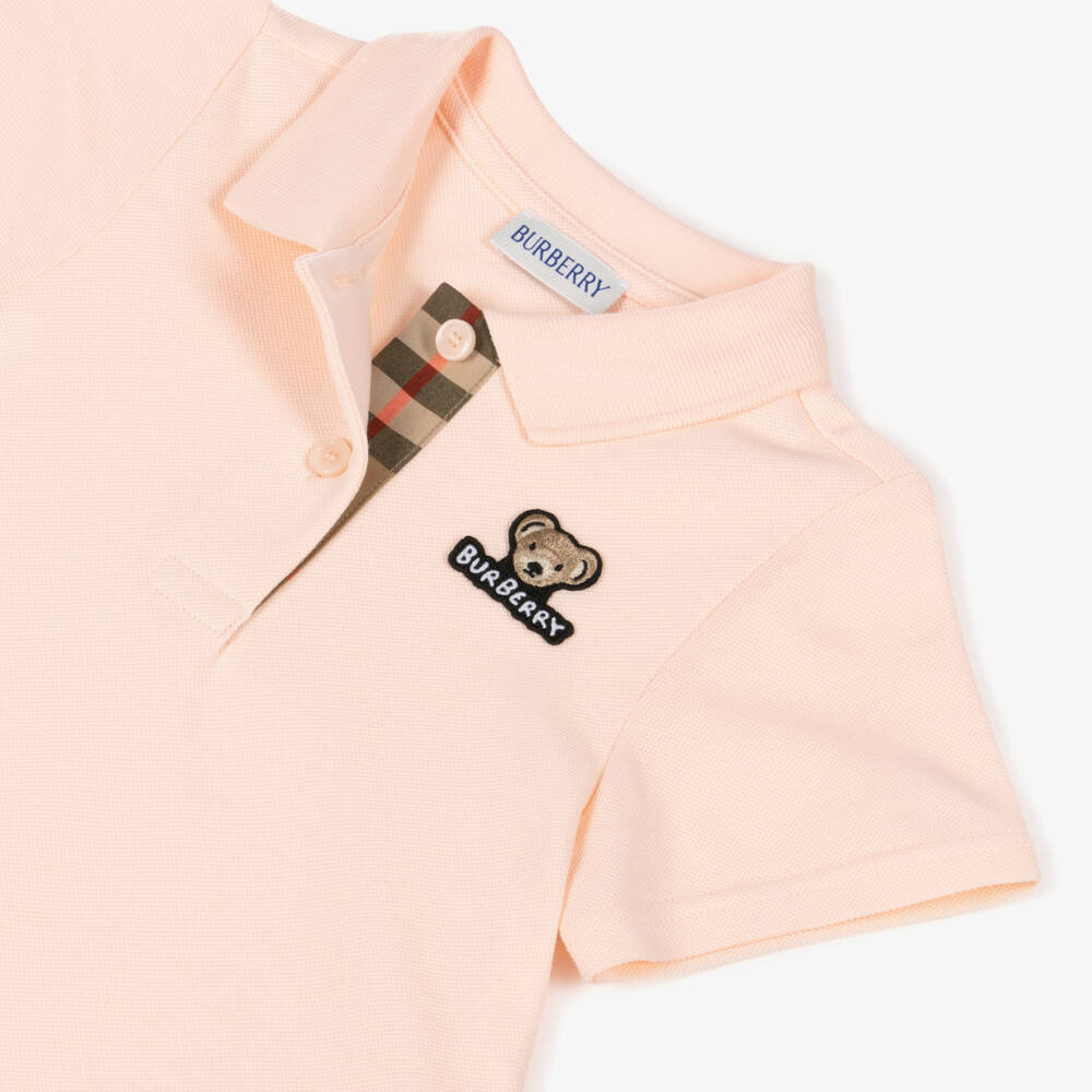 Burberry-Baby Girls Pink Belted Cotton Polo Dress | Childrensalon Outlet